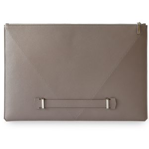 Grey Laptop Sleeve | MacBook Folio 13" 15" | Leather Case | Premium Black Genuine Saffiano Leather Ipad Laptop Sleeve Case Cover
