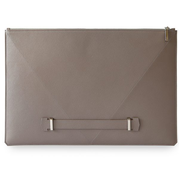 Grey Laptop Sleeve | MacBook Folio 13" 15" | Leather Case | Premium Black Genuine Saffiano Leather Ipad Laptop Sleeve Case Cover
